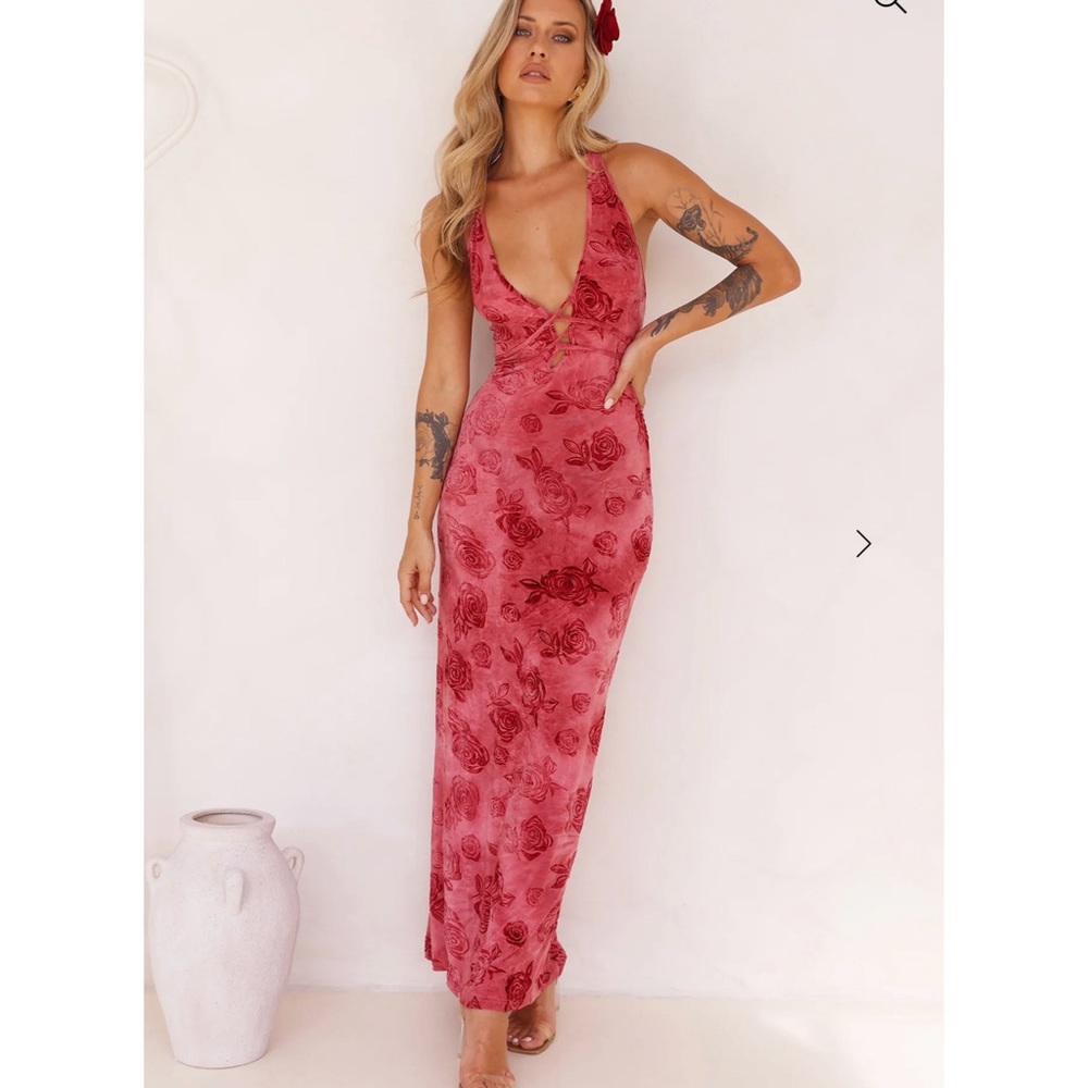 Hello Molly Pink and Red Maxi Gown for Weddings